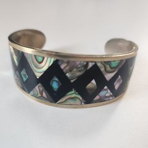 🫓HOLD🫓 Sterling Abalone & Onyx Cuff Bracelet